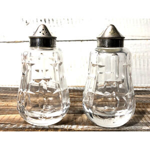 Vintage Waterford Crystal 'Kelsey' Pair Salt & Pepper Shakers 4"